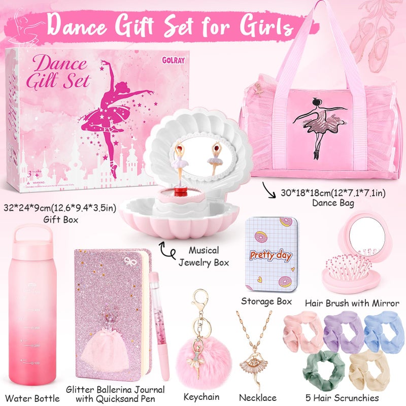 Golray 15 Pcs Dance Recital Gifts for Girls Age 5 6 7 8 12 with Ballet Dance Bag/Musical Ballerina Jewelry Box/Water Bottle/Journal Christmas Birthday Gifts Kid Girl Toy for Daughter  Granddaughter - Image 2